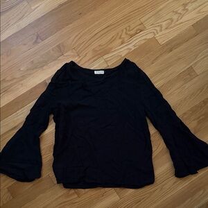 Just Living Black Bell Sleeve Blouse